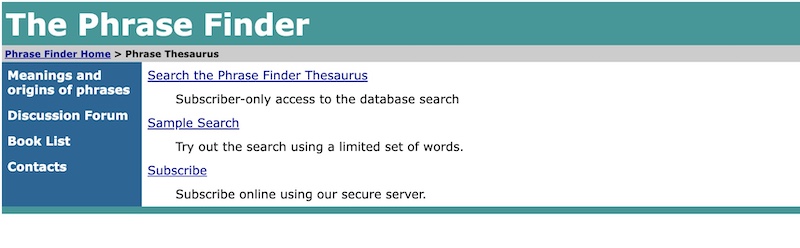 The phrasefinder.co.uk website
