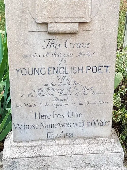 Keats' gravestone